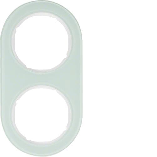Plaque de recouvrement 2 postes Berker serie R.Classic Verre, Blanc polaire