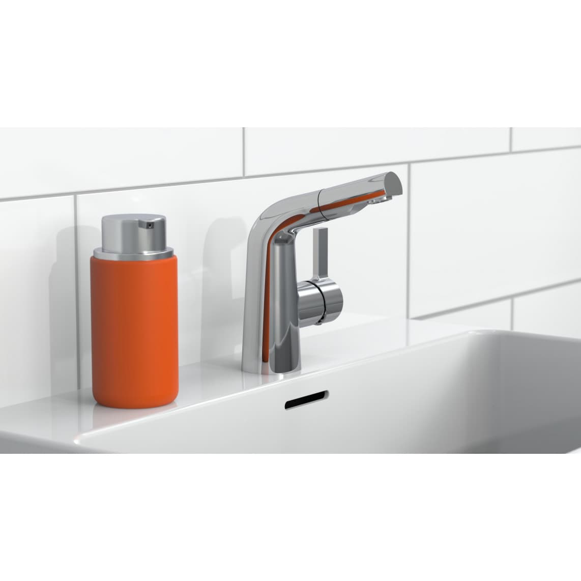 NI075COCR COOL Wastafelkraan, chroom, met uittrekbare haardouche