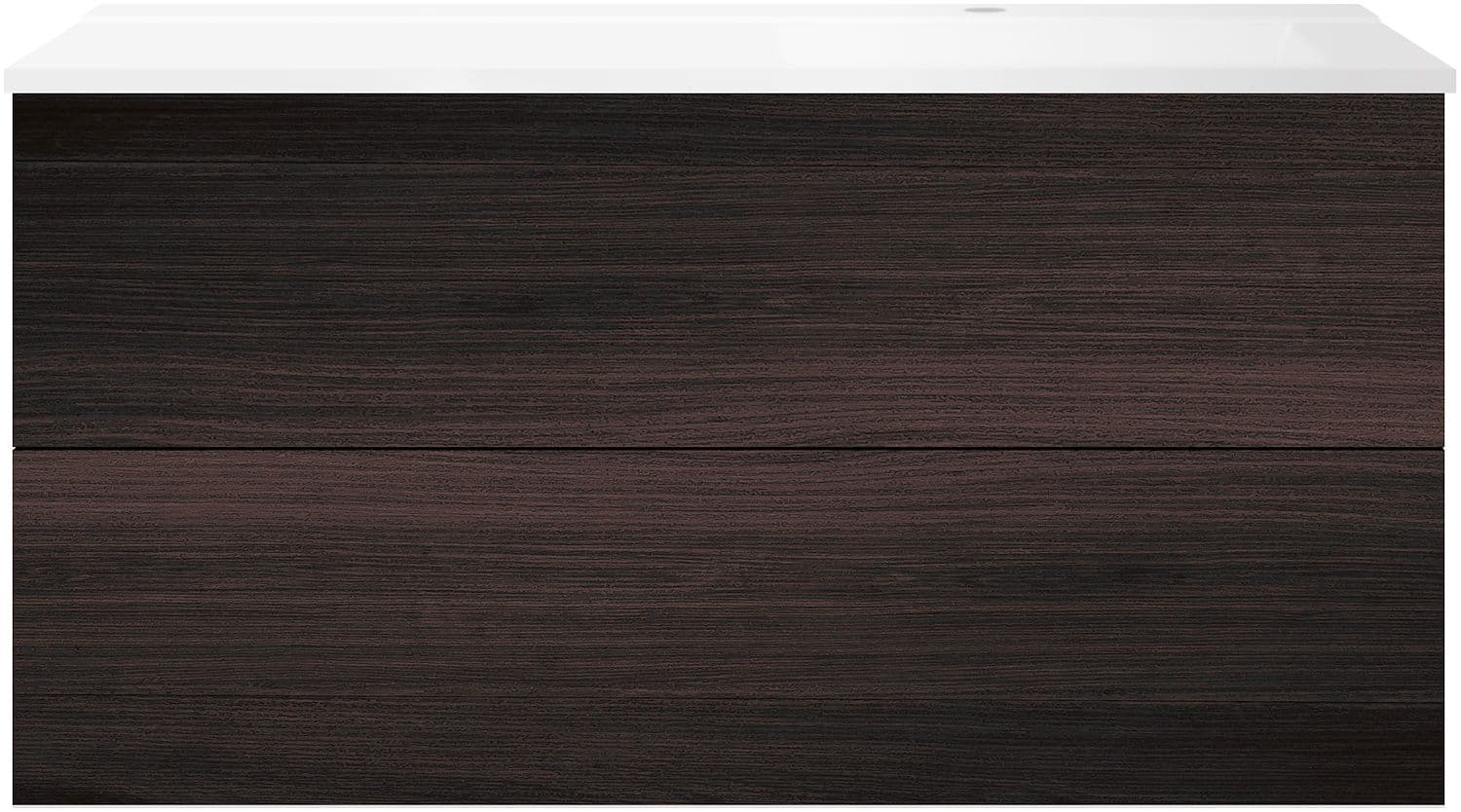 SOUS MEUBLE COFFEE 2 TIROIRS 120 CHENE DECOR MOKKA+LAVABO DROITE BLANC
