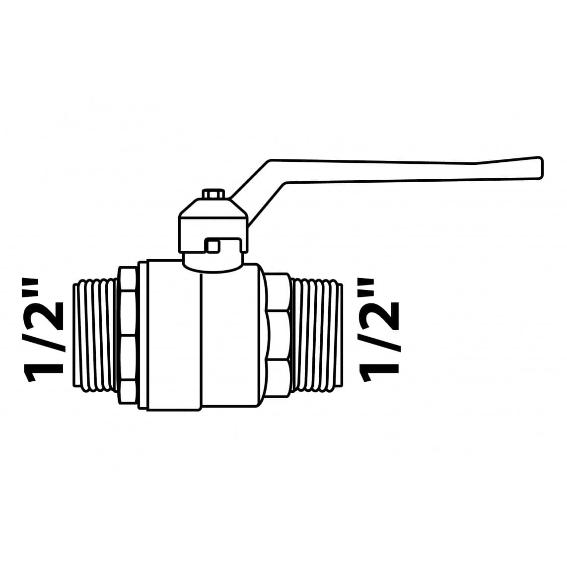 988597655 Kogelkraan, vernikkeld, 1/2"BU x 1/2"BU