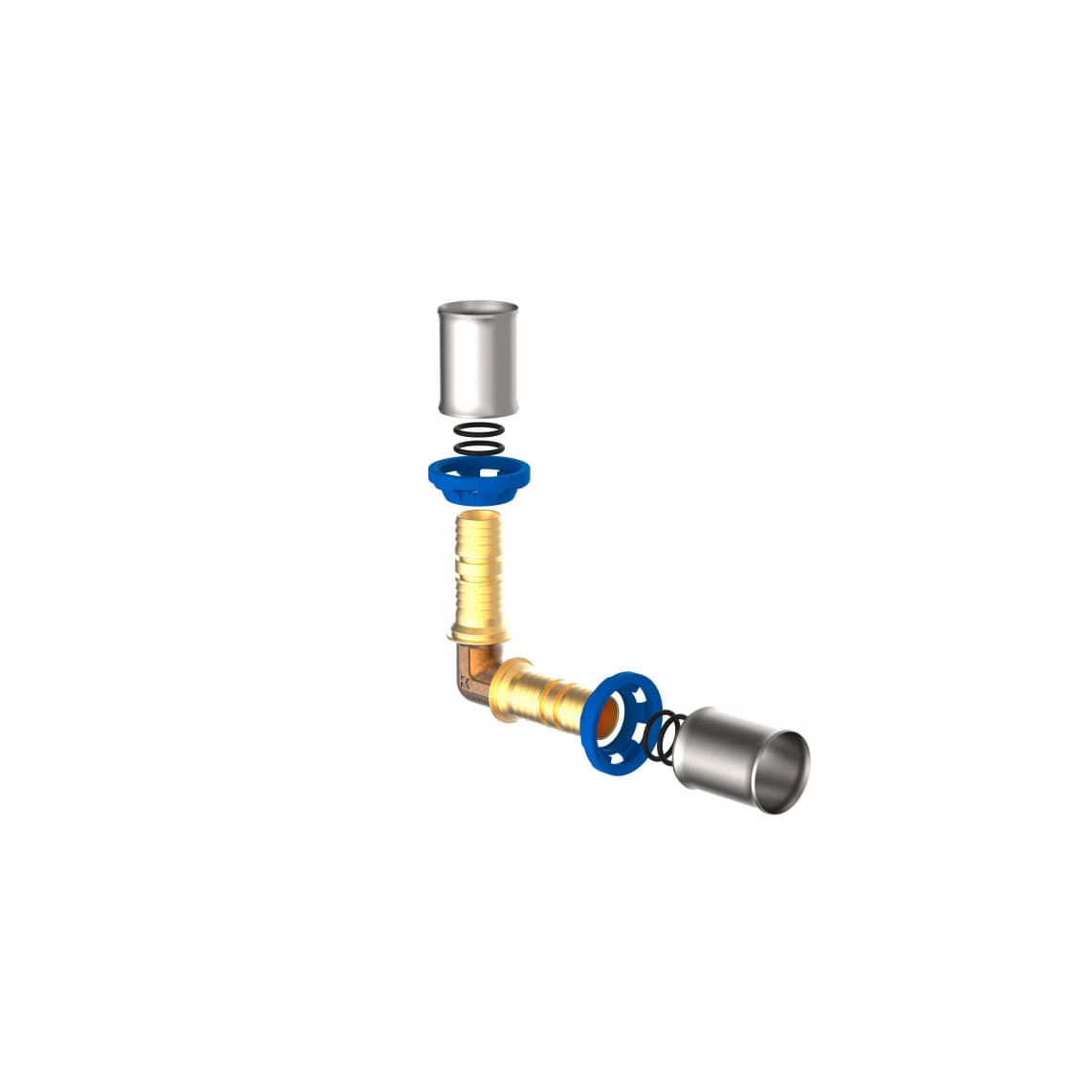 988714155 LT coude 90°, vierge, 16 mm, raccord à sertir pour tube multicouche