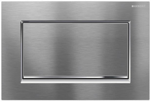 PLAQUE DE COMMANDE 1 TOUCHE SIGMA10 CARRE GEBERIT CHROME-MAT AVEC BANDES DESIGN EN CHROMé BRILLANT