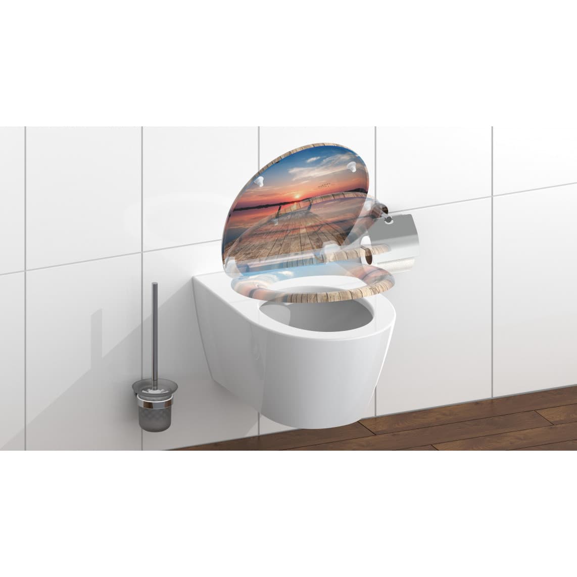 82378 abattant WC en Duroplast SUNSET SKY, avec frein de chute et déclipsable