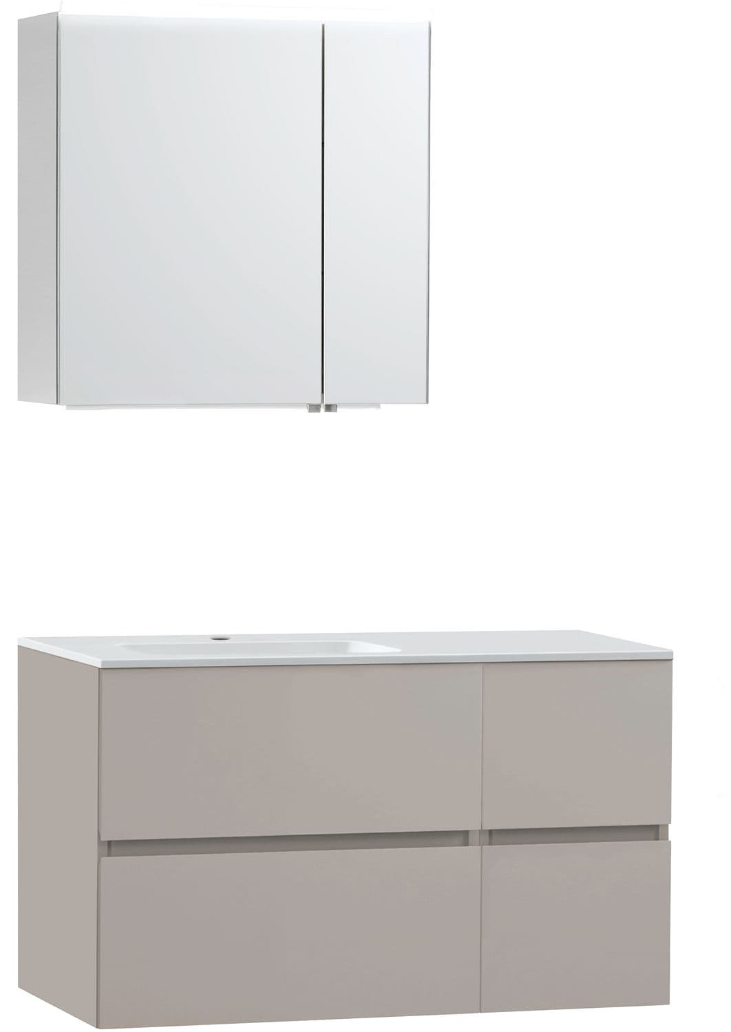 MEUBLE MOLTO POUDRE GRIS 105 GAUCHE MARBRE SYNTHETIQUE ARMOIRE TOILETTE 70