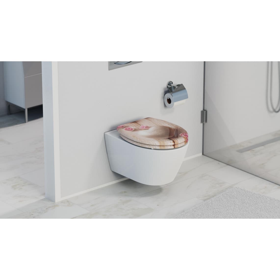 82370 abattant WC en Duroplast ROMANTIC, avec frein de chute et déclipsable