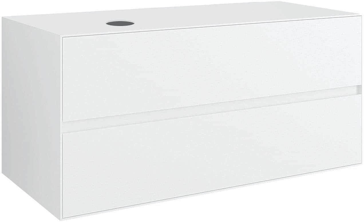 SOUS MEUBLE 2 TIROIRS+ TABLET POUR LAVABO A POSER GAUCHE TENSO 120CM TENSO SANS TROU ROBINET BLANC