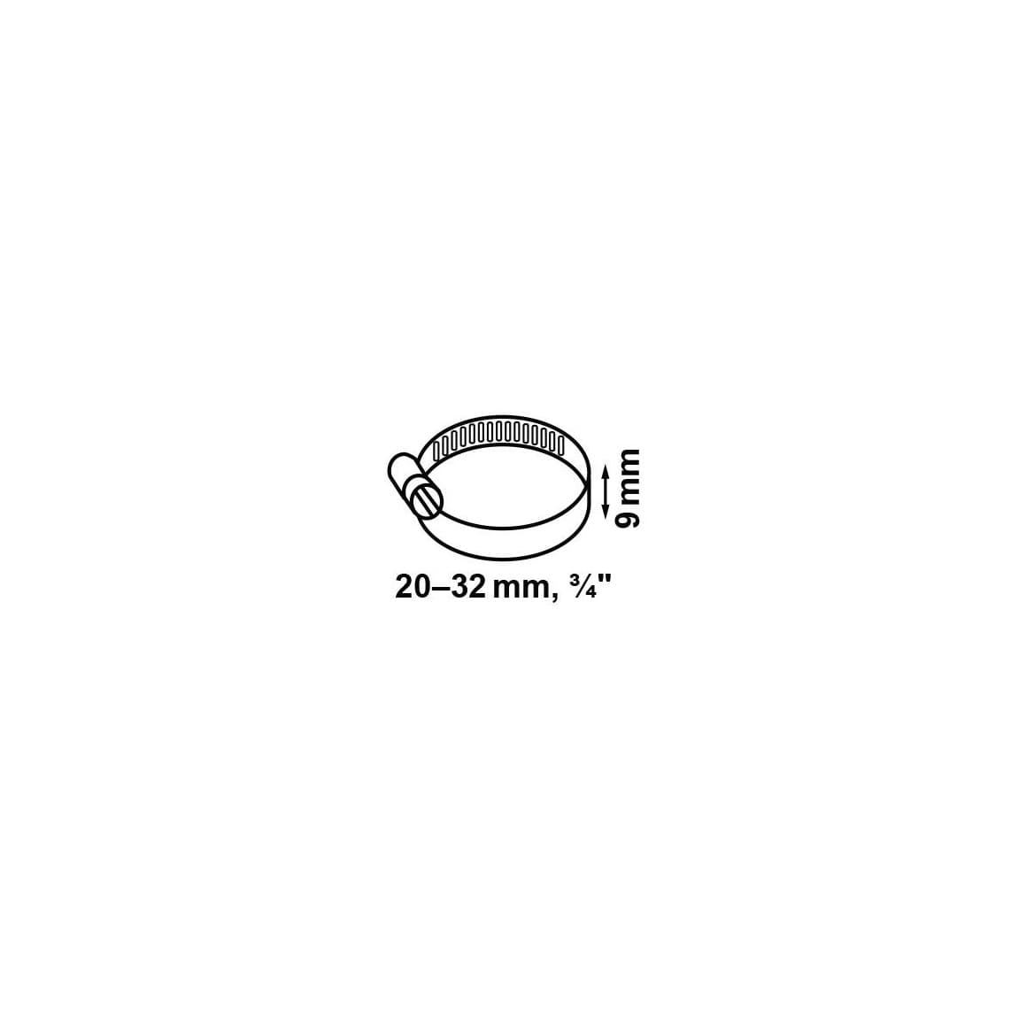 98539368 collier de serrage 9 mm Largeur de bande, galvanisé, 20 - 32 mm, pour 3/4"