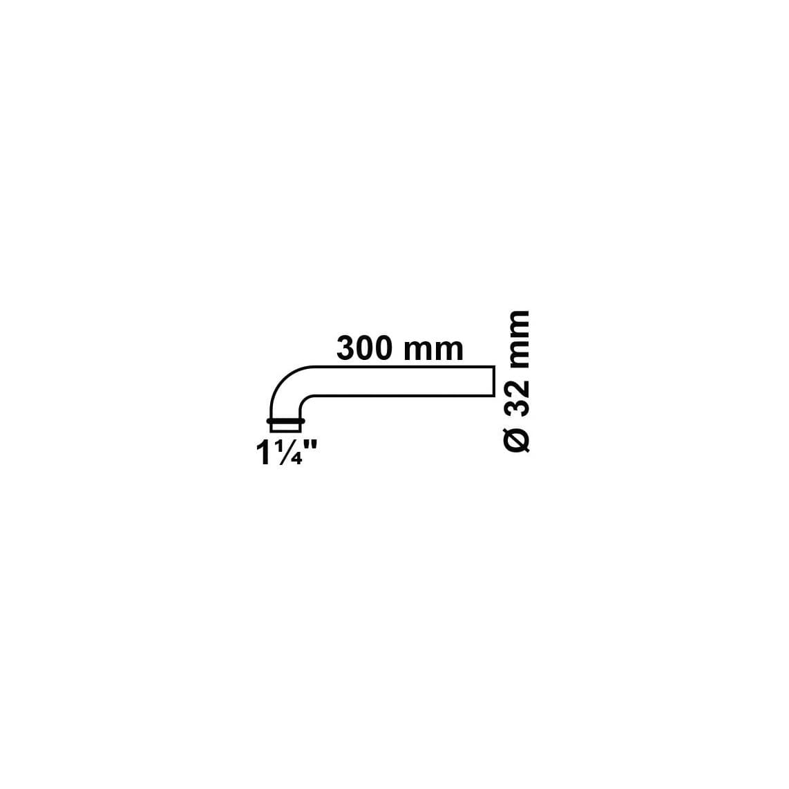98848518 coude de sortie, chromé, 1 1/4" x 300 mm x 32 mm