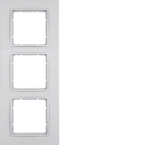 Plaque de recouvrement 3 postes Berker B.7 Alu, mat