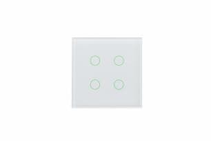 Interrupteur intelligent verre Blanc, 4 boutons RGB, avec capteur température