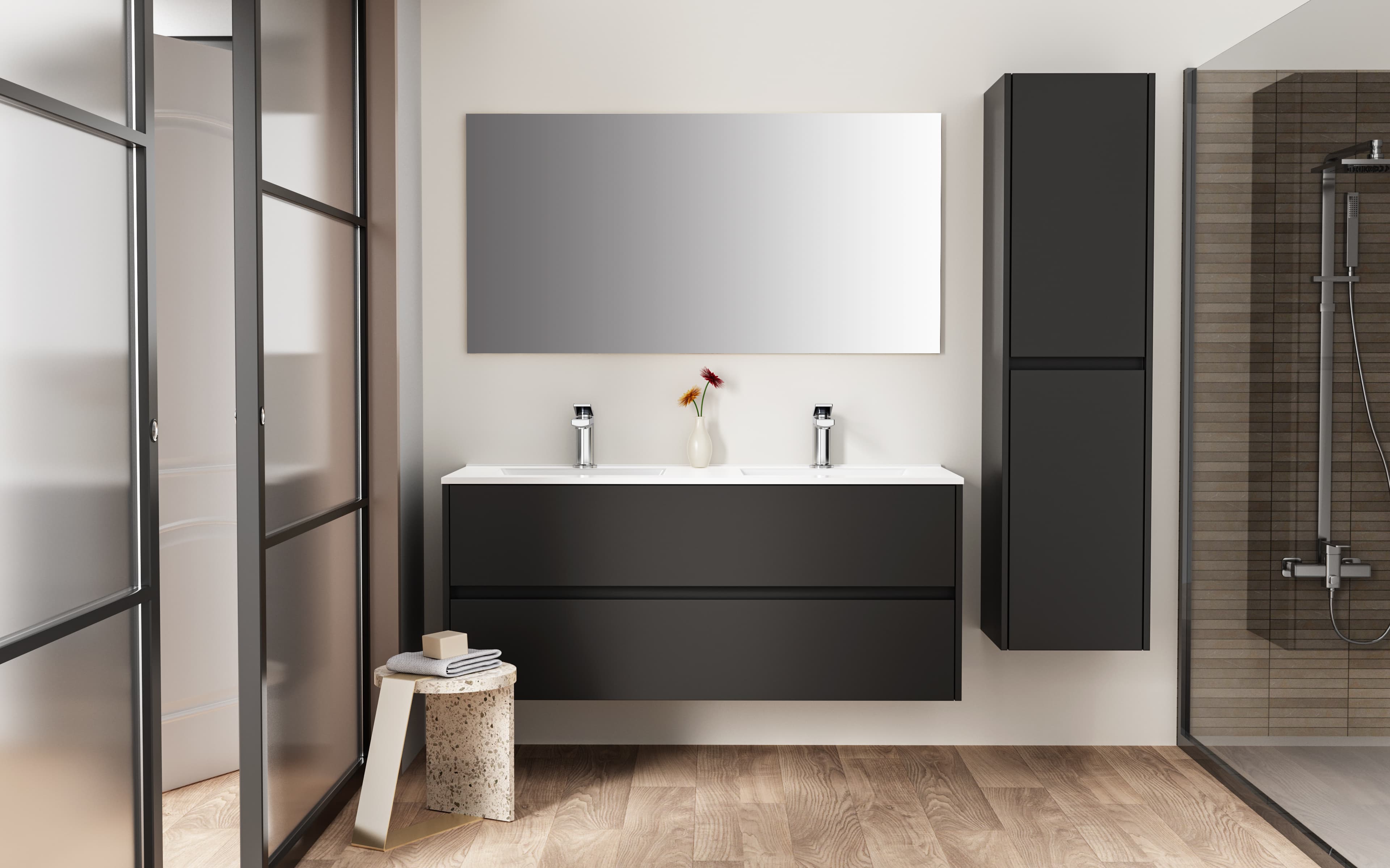 ALONI hayat miroir - 118X60X2 cm - Noir mat
