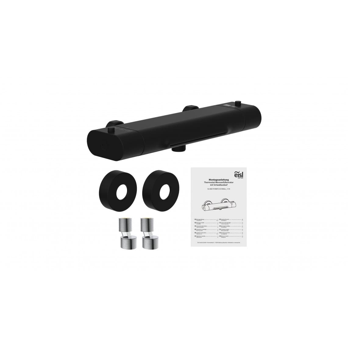 1330090B CARNEO Bathtub mixer, black matt, with waterfall spout