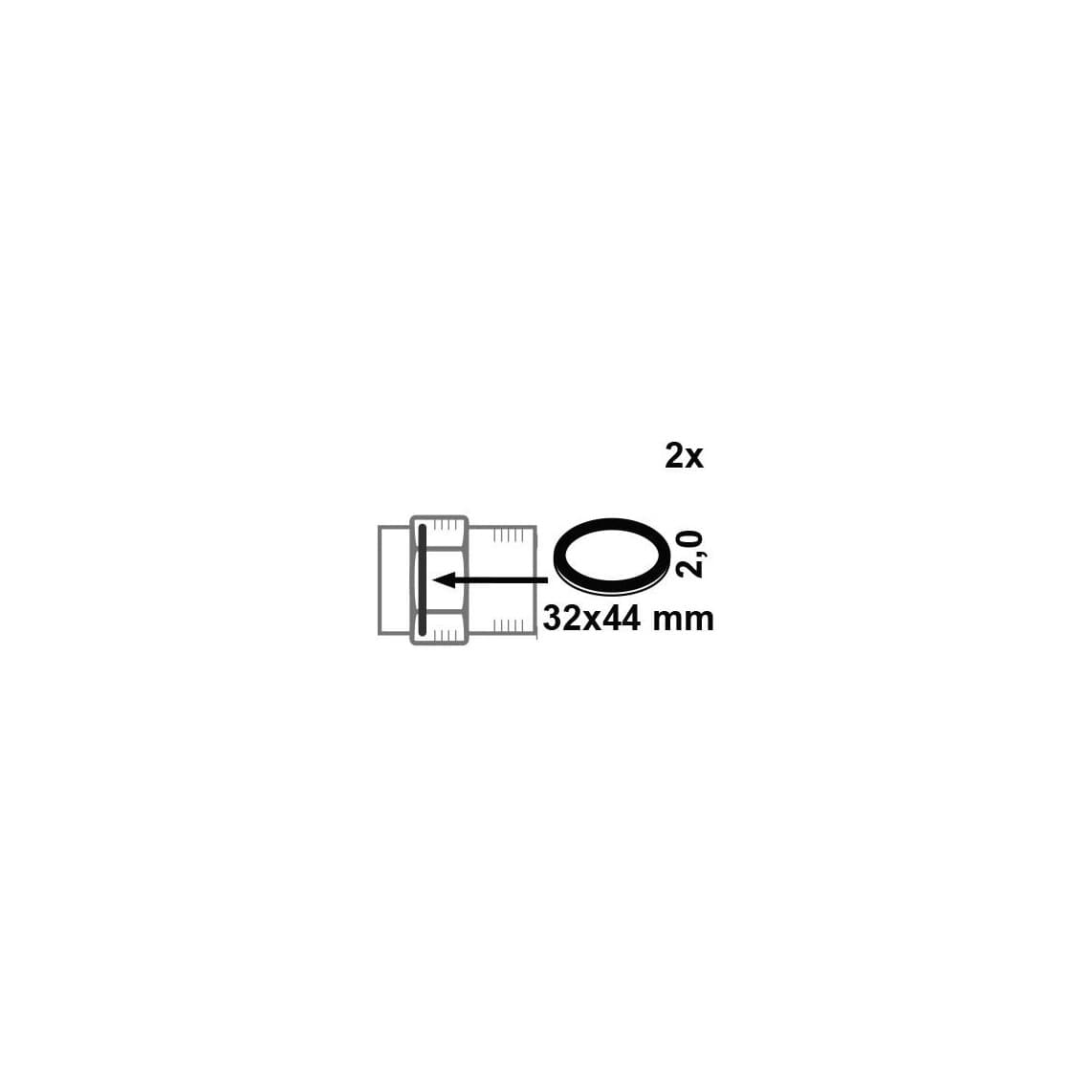 98696790 Joint de raccord, Caoutchouc, 32 x 44 x 2 mm, pour 1" (2x)