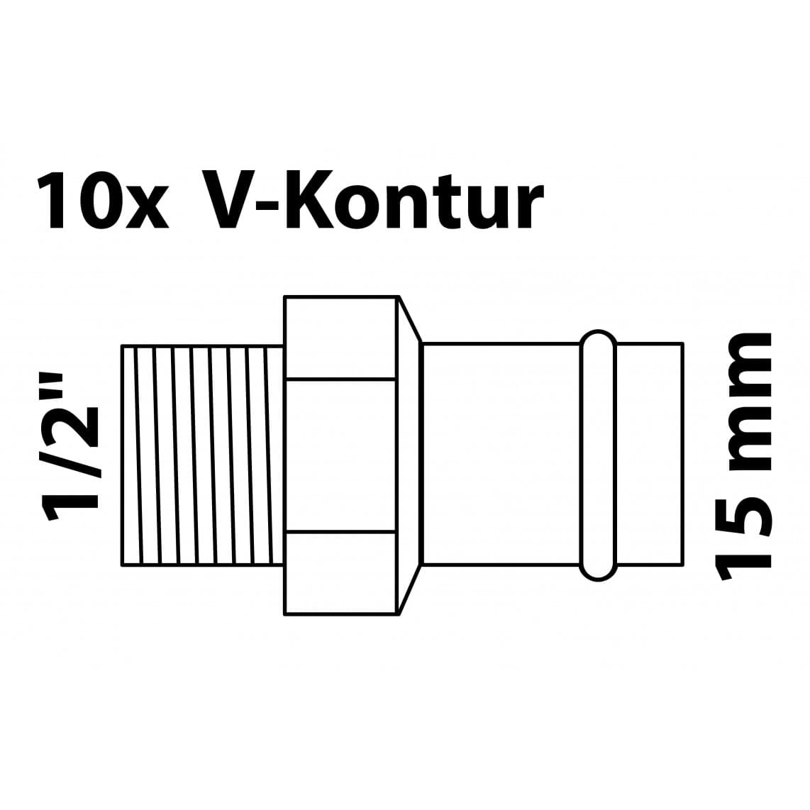 988623264 BR Mamelon de transition, vierge, 15 mm x 1/2" M, 1 manchon, (P4243g) (10x)