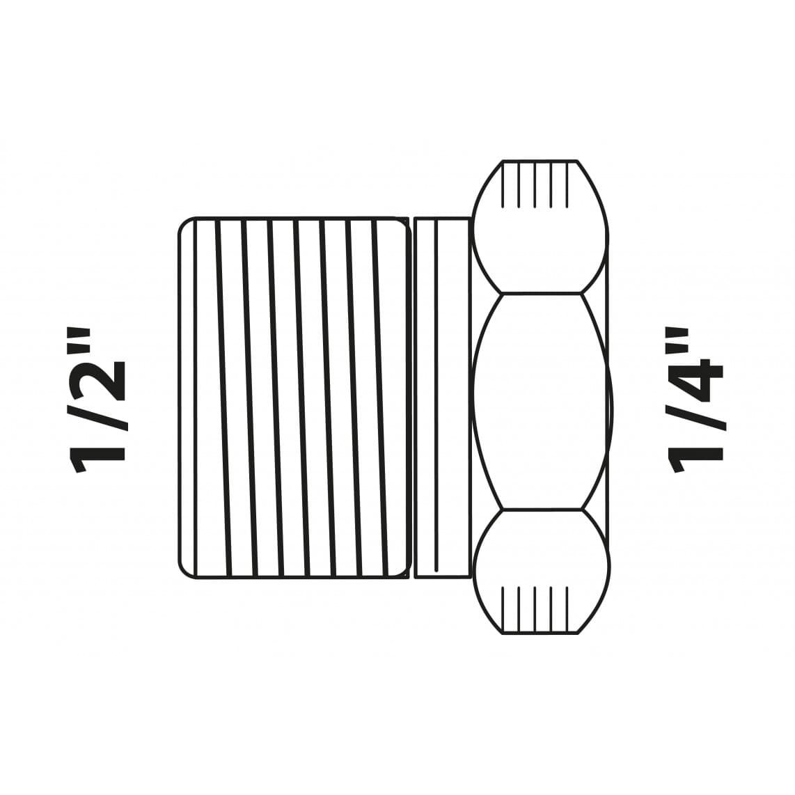 988950055 BR Réducteur, vierge, 1/2" M x 1/4" F, (3241)