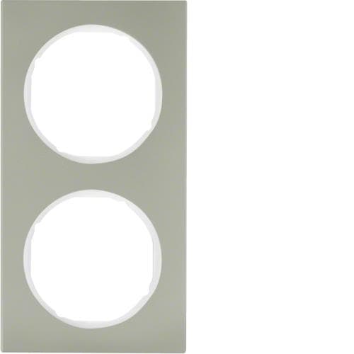 Plaque de recouvrement 2 postes Berker R.3 Inox / Blanc polaire