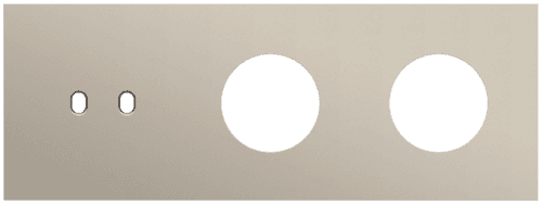 Plaque de recouvrement triple, horizontale 71 mm d'entraxe, pour une fonction de commutation double et deux fonctions de prise de courant, Niko Toggle steel champagne coated