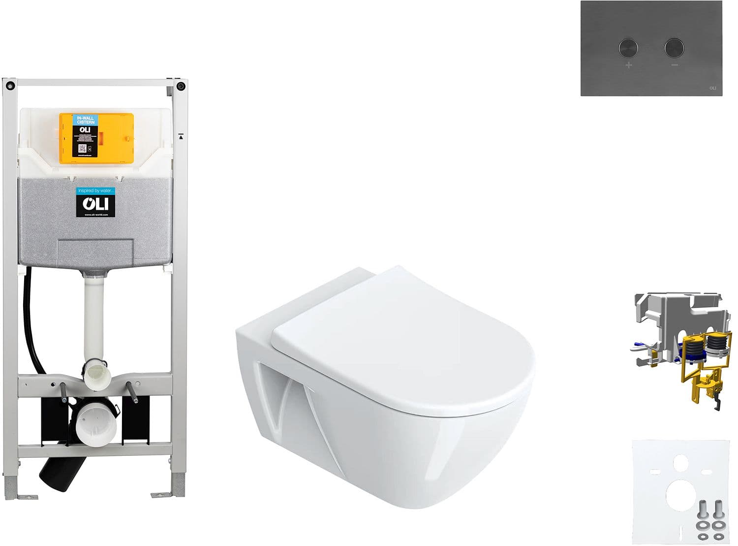 WALLFIX OLI WC SUSPENDU SFERA ECO CATALANO BLINK GUN METAL