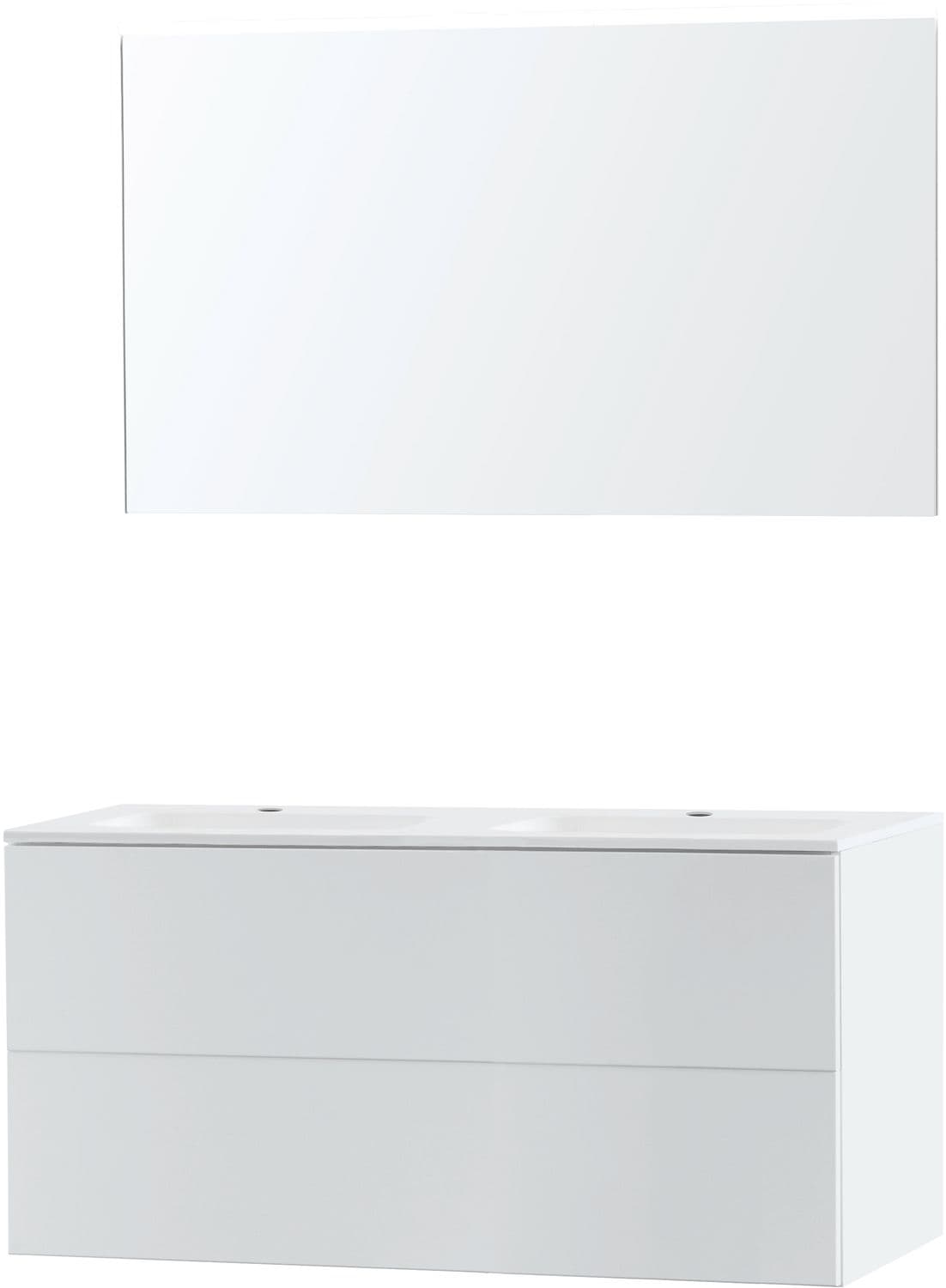 MEUBLE PURO DUO BLANC 120 MARBRE SYNTHETIQUE MIROIR