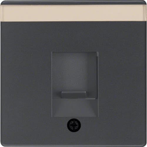 Enjoliveur avec 1 volet antipoussière et porte - étiquette Berker Q.1 / Q.3 Anthracite, Velours
