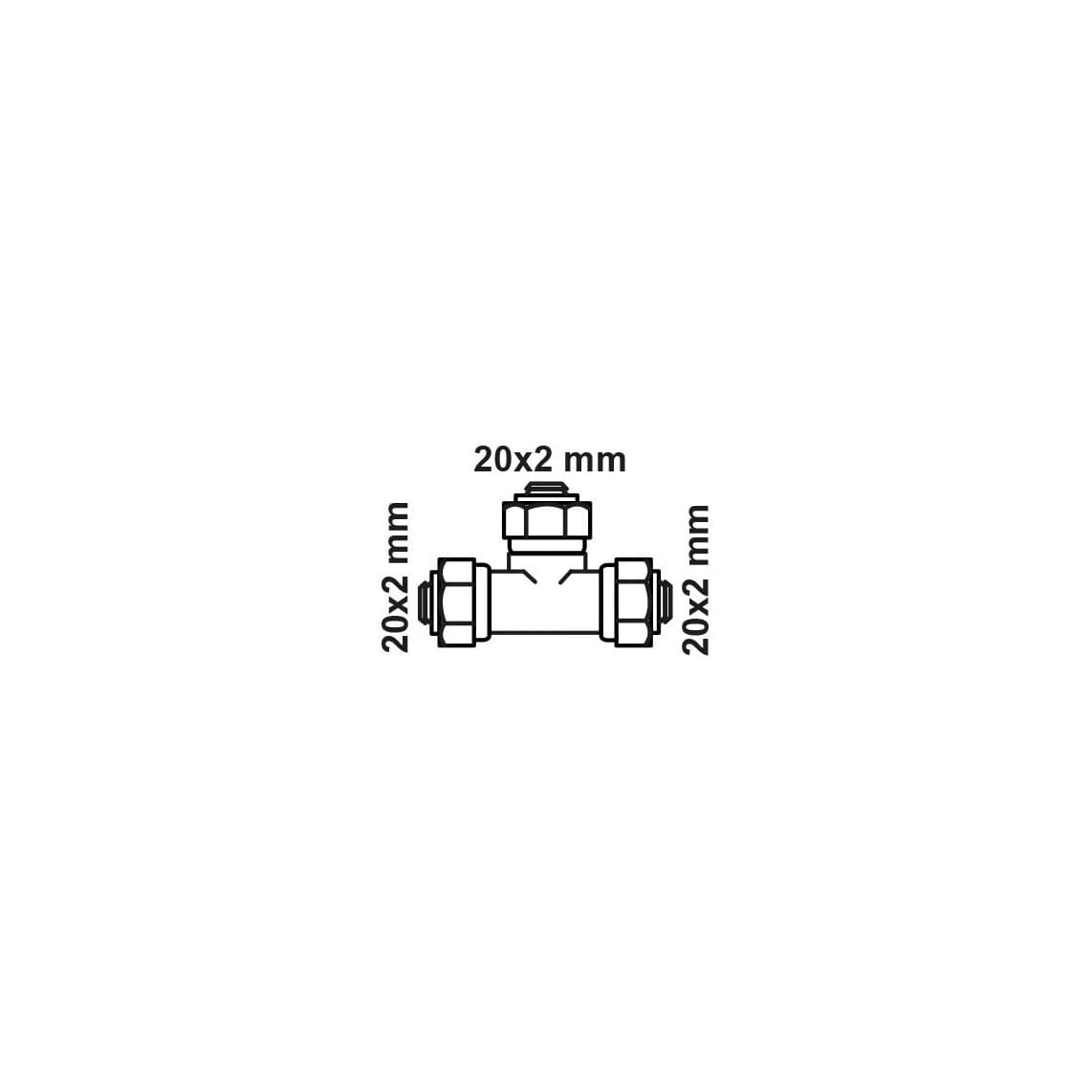 988911255 LT pièce en T, vierge, 20 mm, raccord à serrer pour tube multicouche