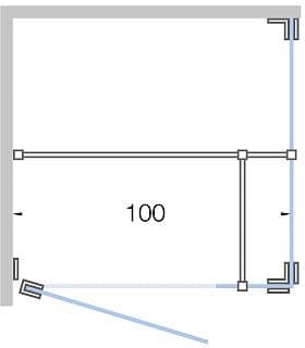 PORTE PIVOTANTE AVEC PAROI ANNEXE+PAROI LATERALE CLOSE <100CM H 200CM BLANC MAT-CLAIR