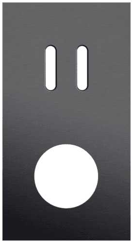 Plaque de recouvrement double, verticale 71 mm d'entraxe, pour une fonction de commutation double et une fonction de prise de courant, Niko Rocker alu black brushed