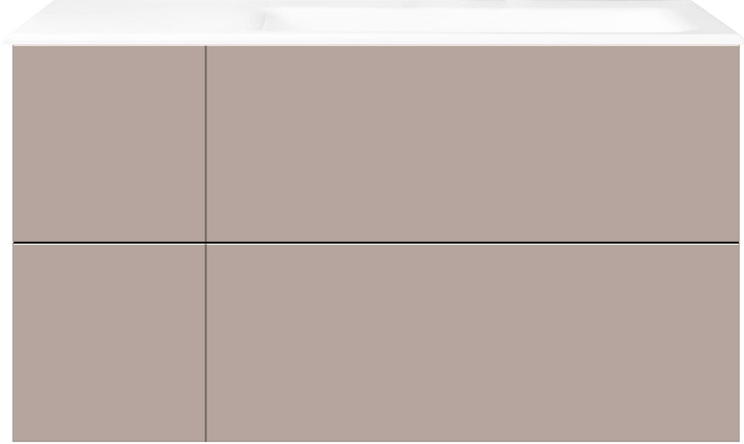 ONDERBOUW COFFEE 4 LADES 110 BASALTGRIJS MAT +WASTAFEL RECHTS PORSELEIN ZONDER KRAANGAT WIT
