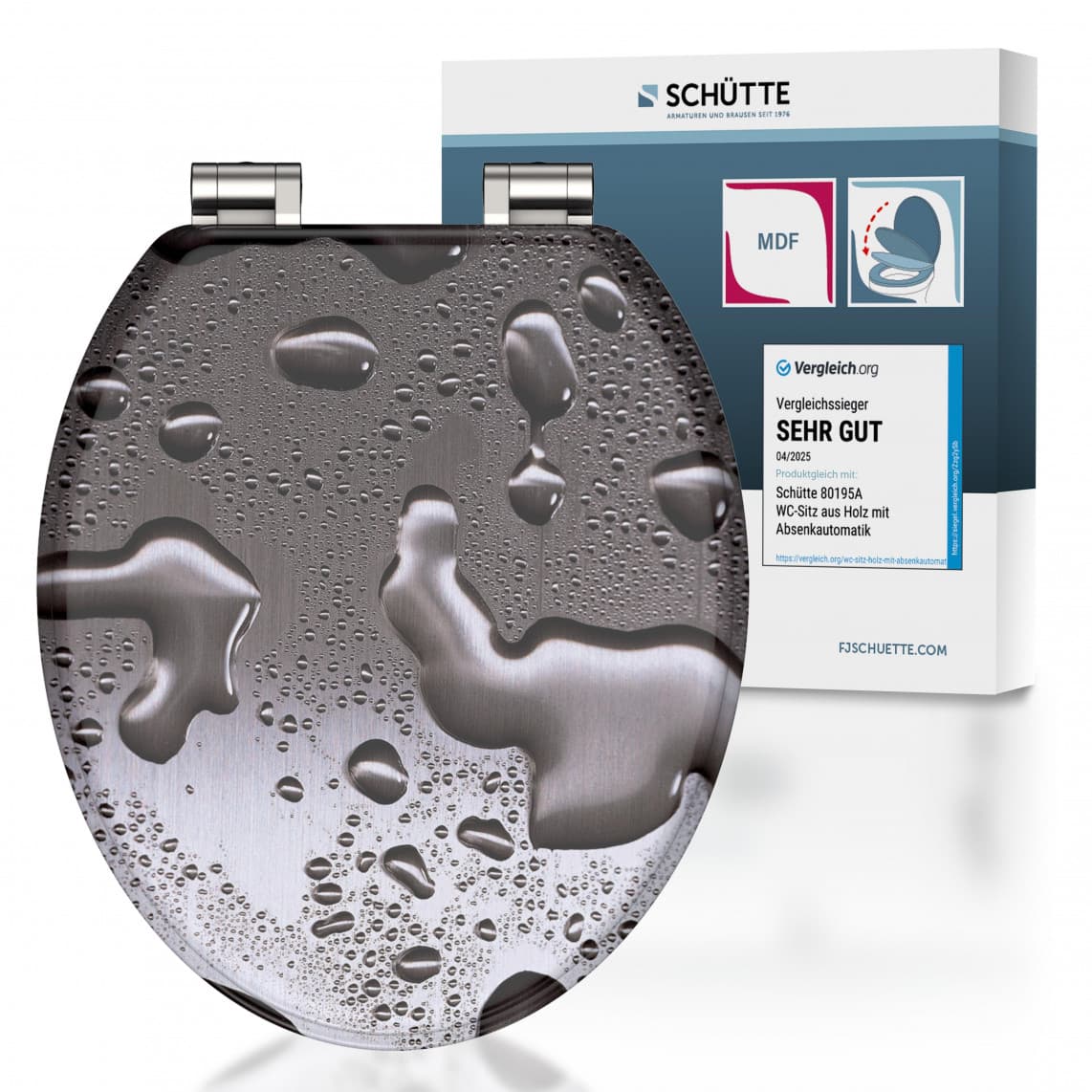 80123 abattant WC en MDF GREY STEEL, avec frein de chute