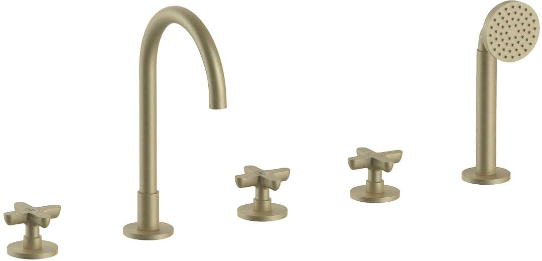 MITIGEUR BAIN 5 TROUS MONTAGE AU BORD DU BAIN ICONA CLASSIC FANTINI MAT BRITISH GOLD PVD