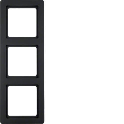 Plaque de recouvrement 3 postes Berker Q.1 Anthracite, Velours