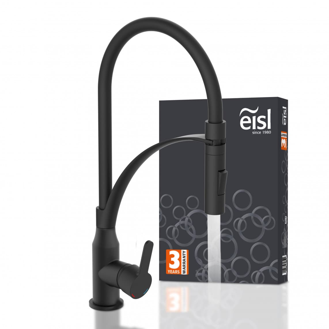 NI183CARB CARNEO Mitigeur évier, noir mat/noir, avec flexible soft-touch