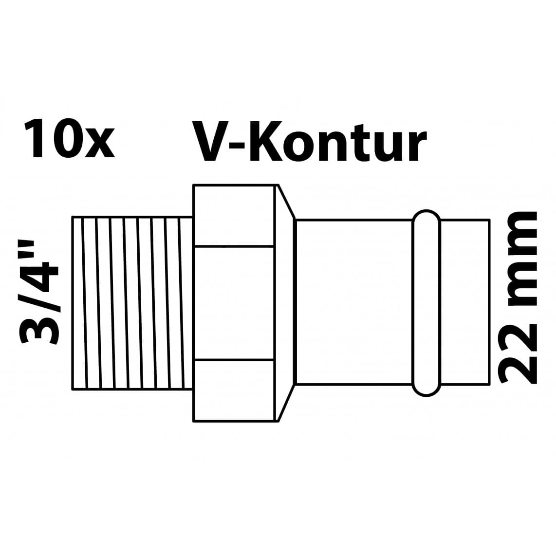 988623560 BR Mamelon de transition, vierge, 22 mm x 3/4" M, 1 manchon, (P4243g) (10x)