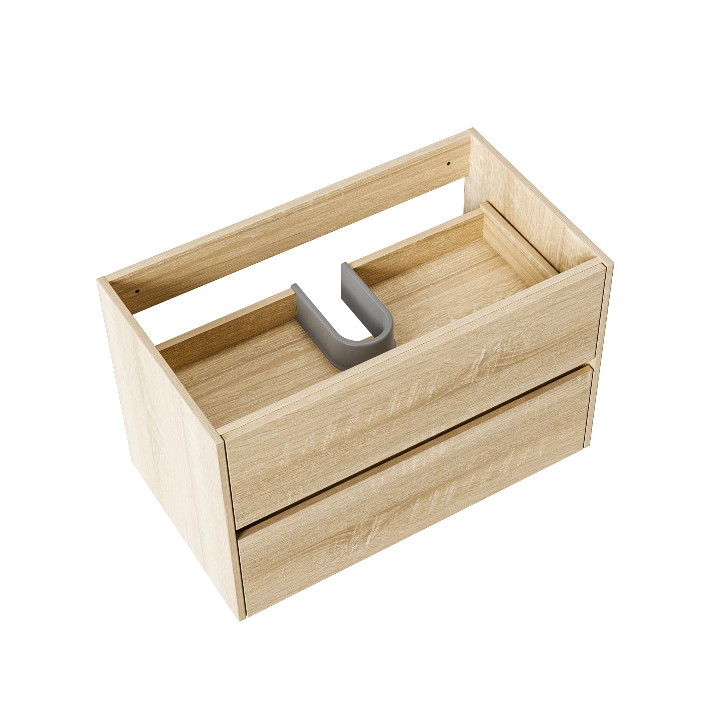 ALONI hayat meuble sous-vasque - 2 tiroirs - sans poignee - soft close – 79,5X50X45 cm - chêne