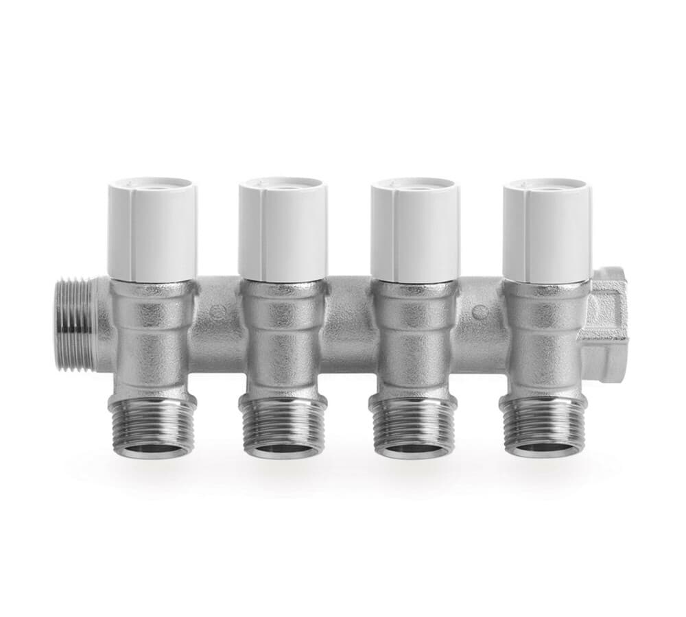 SYSTEMPEX collecteur 4/4MF robinet sortie M22 clic bleu-rouge 5circuits