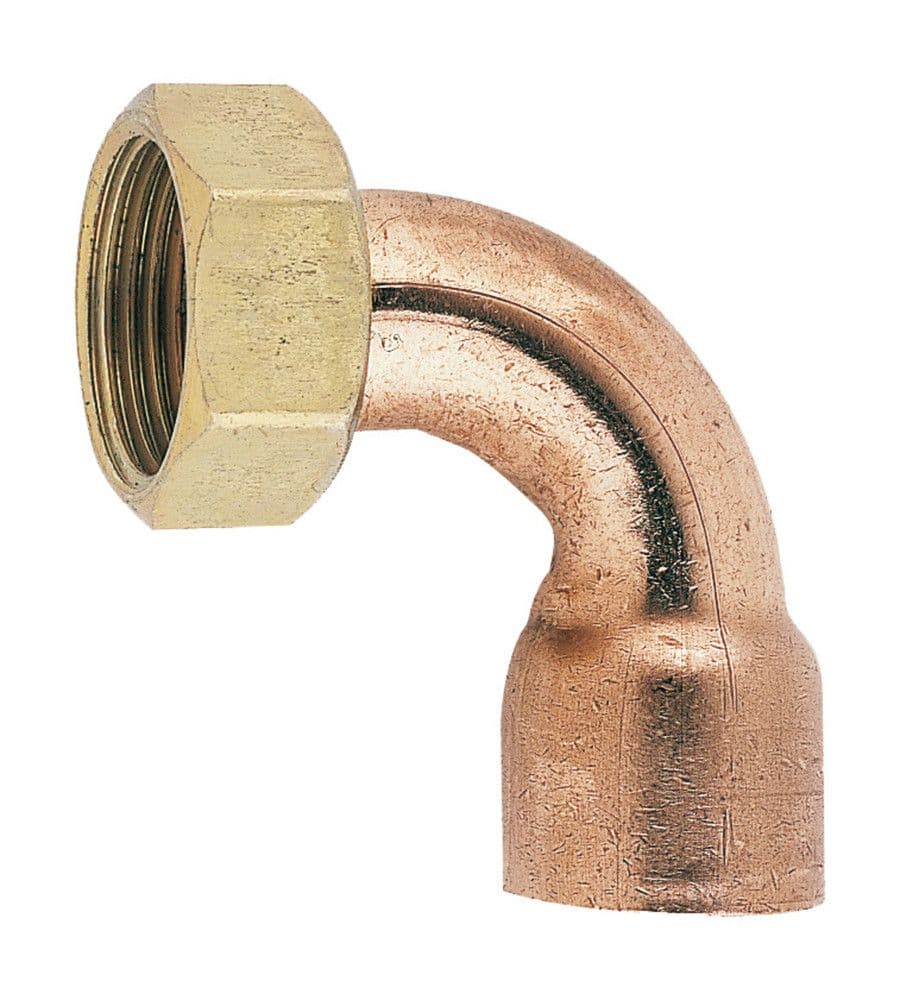 Courbe à collet avec écrou cuivre rouge D tube 22 mm 3/4 vue 1