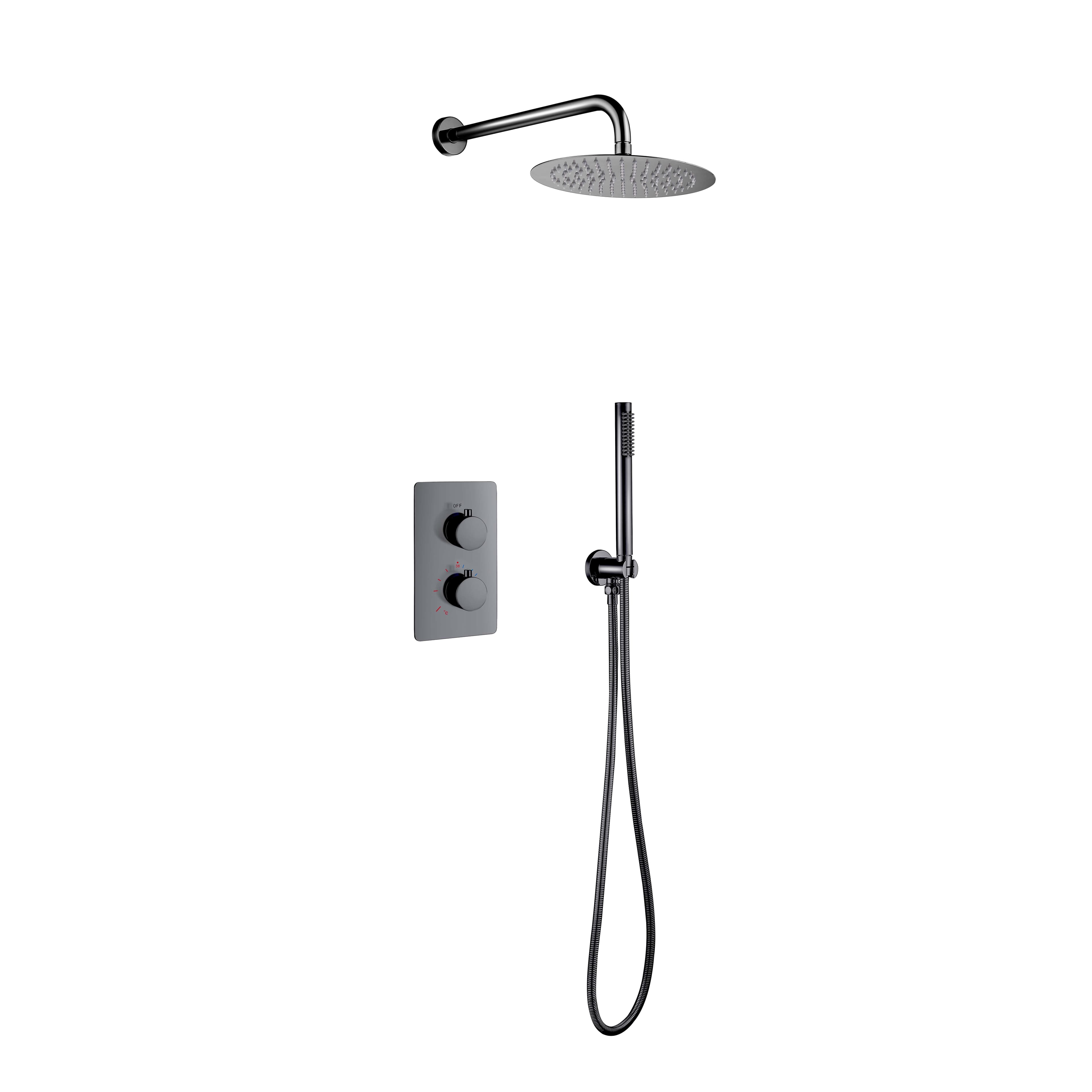 ALONI SET DE DOUCHE THERMOSTATIQUE ENCASTRÉ AVEC DOUCHE DE PLUIE (Ø25CM) - GRIS BRONZE vue 1