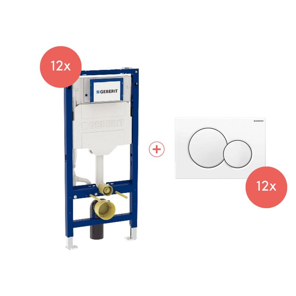 Geberit action pallet 12x éléments toilet Duofix+plaques de commande Sigma 01 round vue 1
