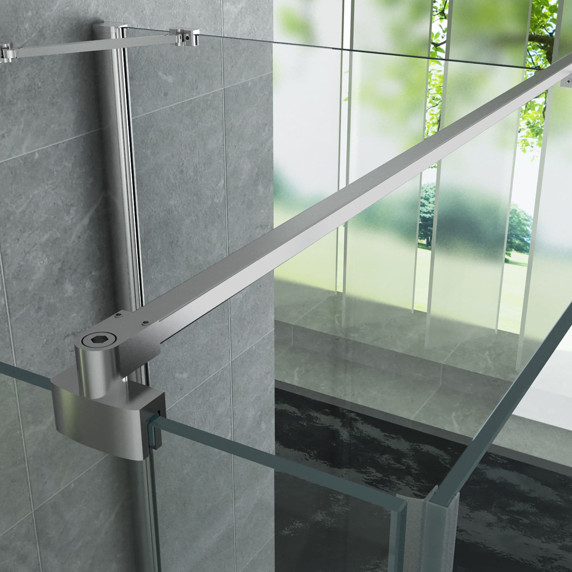 ALONI CABINE DE DOUCHE U - 2 PORTES PIVOTANTES ET 2 PAROIS LATÉRALES - 900 X 900 X1950 MM - CHROME - VERRE CLAIR vue 1