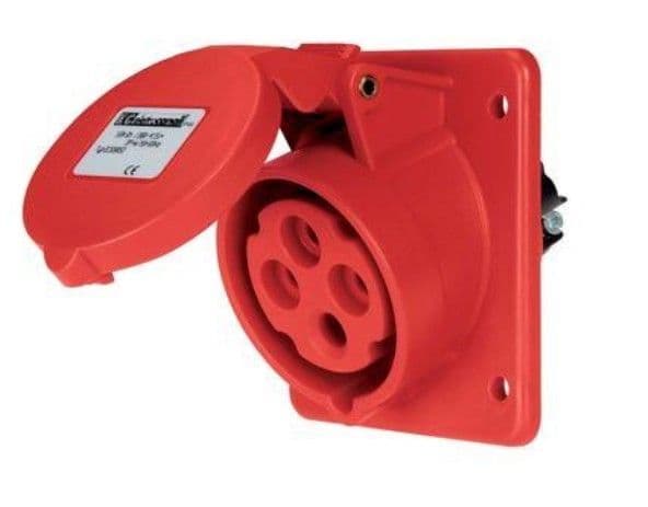 Panel mounting inclined socket IP44 380 / 415V 3P + T 32A vue 1