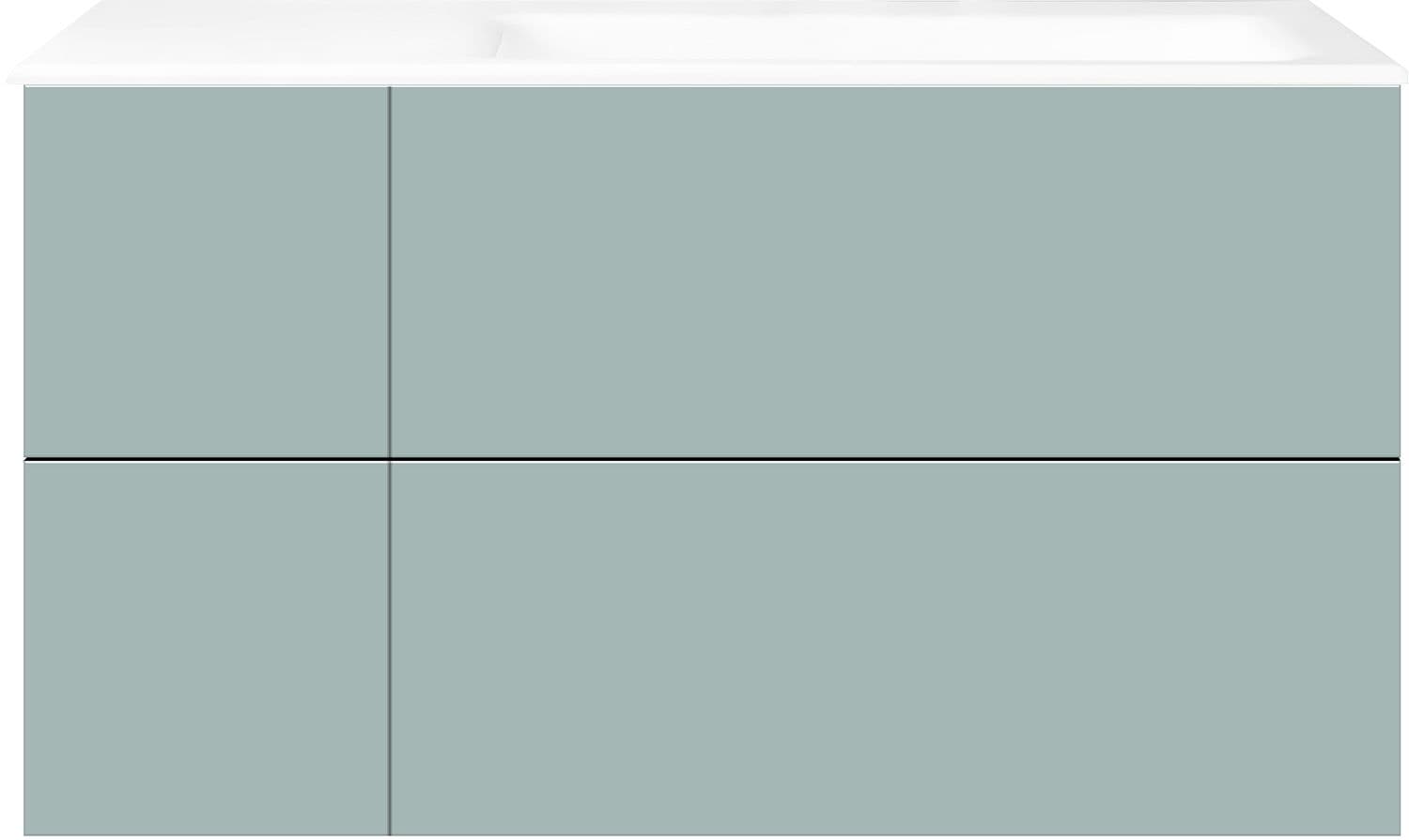 ONDERBOUW COFFEE 4 LADES 110 IJSBLAUW ZACHT MAT +WASTAFEL RECHTS PORSELEIN ZONDER KRAANGAT WIT