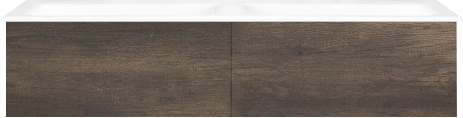ONDERBOUW COFFEE 2 LADES 140 DUO KASTANJE DECOR TRUFFEL +DUBBELE WASTAFEL PORSELEIN ZND.KRAANGAT WIT