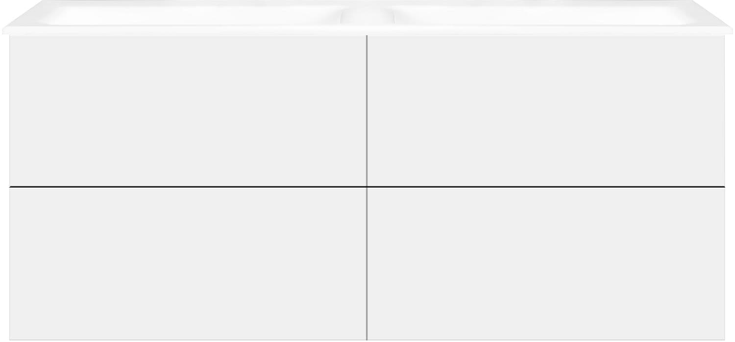 ONDERBOUW COFFEE 4 LADES 140 DUO MAT WIT + DUBBELE WASTAFEL PORSELEIN ZONDER KRAANGAT WIT