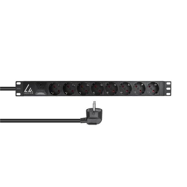 Multiprise Lanview 19" pour montage en rack 3m, 16A avec 8 prises Schuko F