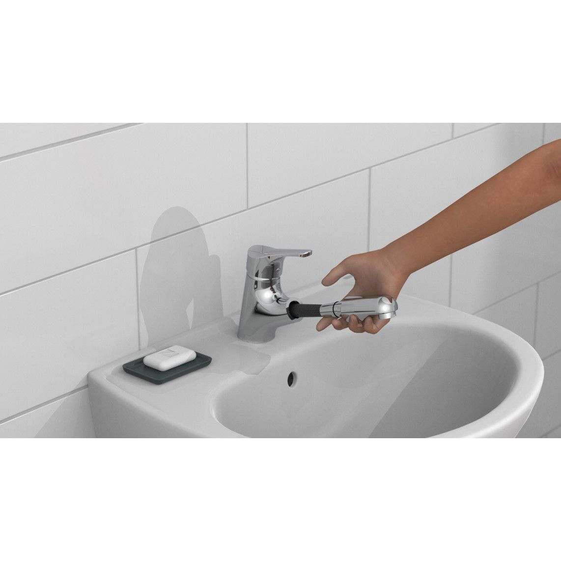 22150 ATTICA Wash basin mixer, chrome, with pull-out sprayer vue 11
