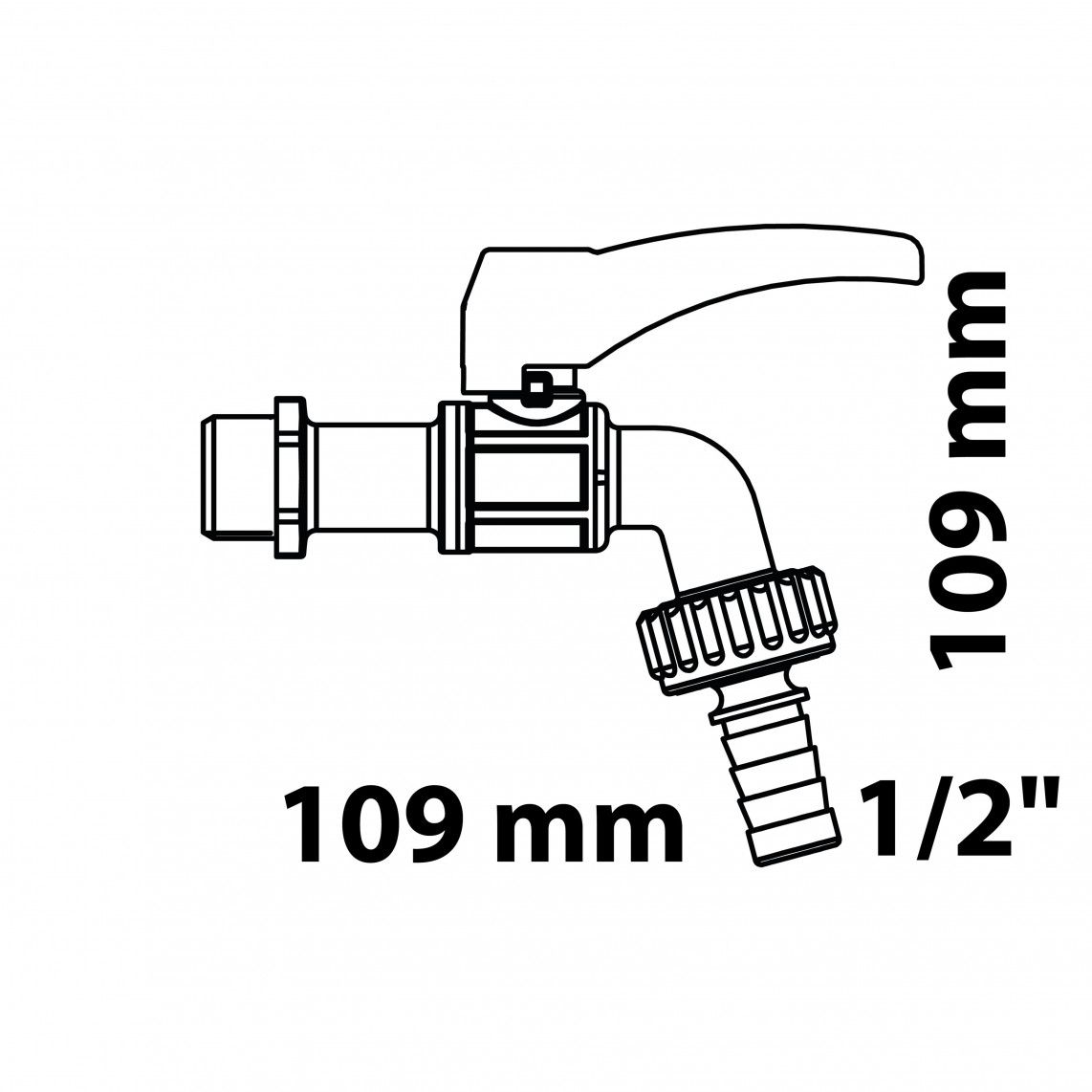 986188255 Ball tap, brass, nickel, 1/2" male x 3/4" male x 1/2" sleeve, heightened frost-resistant vue 2