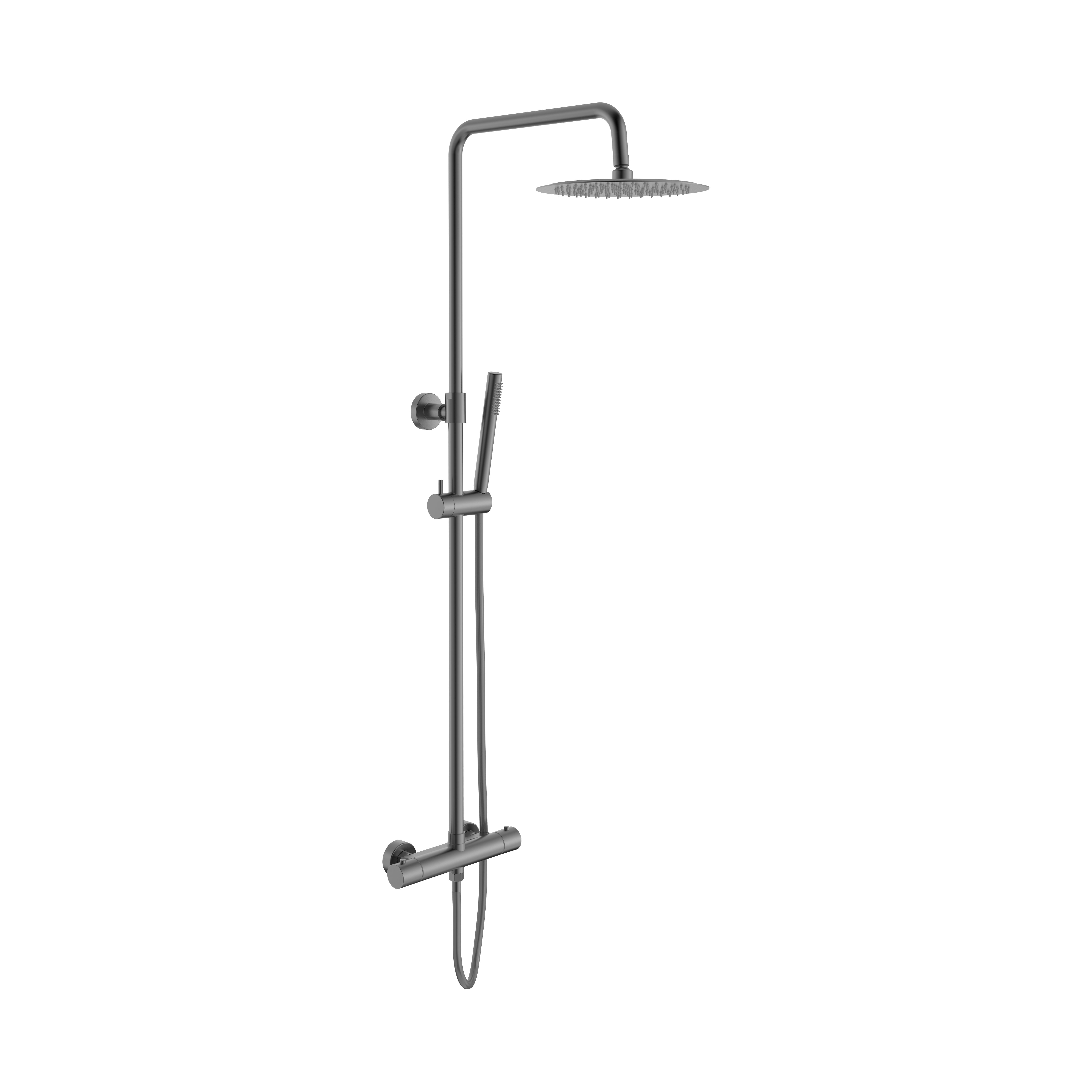 ALONI OPTIMA RONDO SET DE DOUCHE À JETS DE PLUIE – THERMOSTATIQUE – MONTAGE APPARENT – COOL TOUCH - BELGAQUA – GUNMETAL (PVD) vue 2