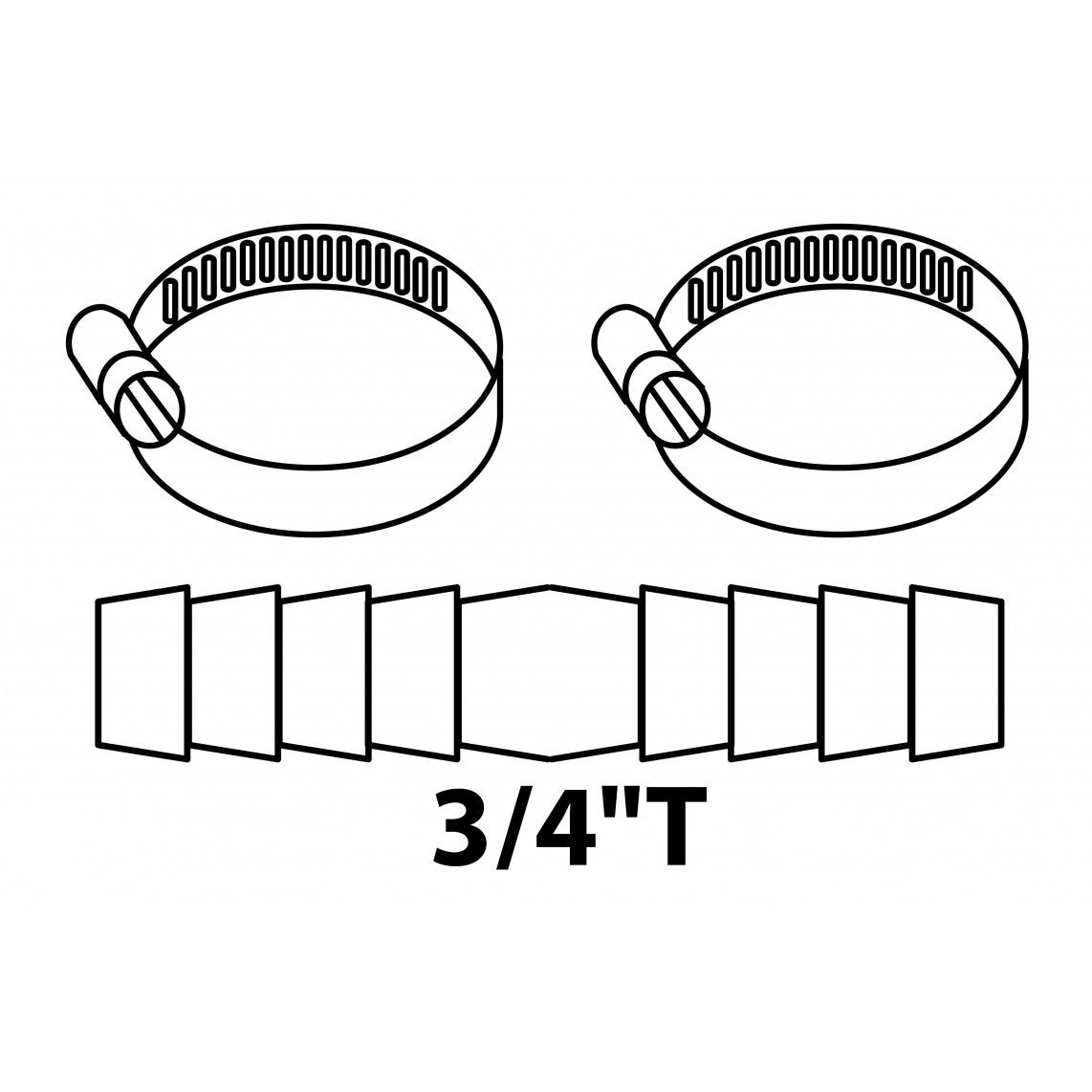 987382148 MS slang verbindingsstuk, blanco, 3/4", met 2x slangklem vue 2