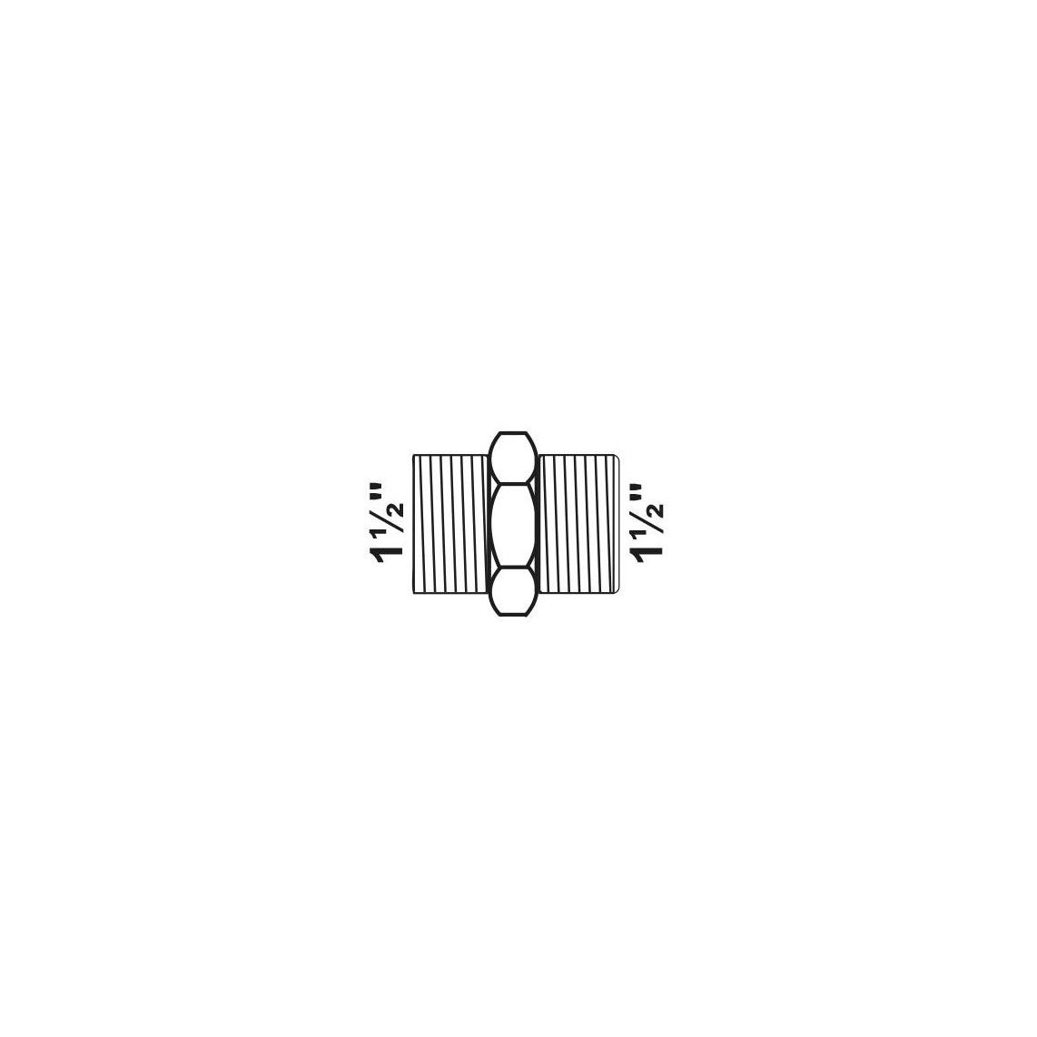 989785055 Hexagon double nipple, malleable galvanized, 1 1/2" male vue 2