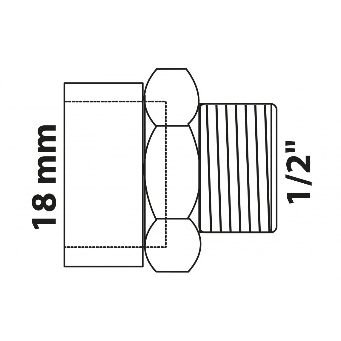 989083017 Transition nipple, red brass, 18 mm x 1/2" male, 1 socket vue 2
